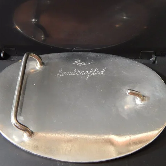 Artisan Crafted Turquoise & Coral Chip Inlay Native Chief Belt Buckle - Picture 7 of 9